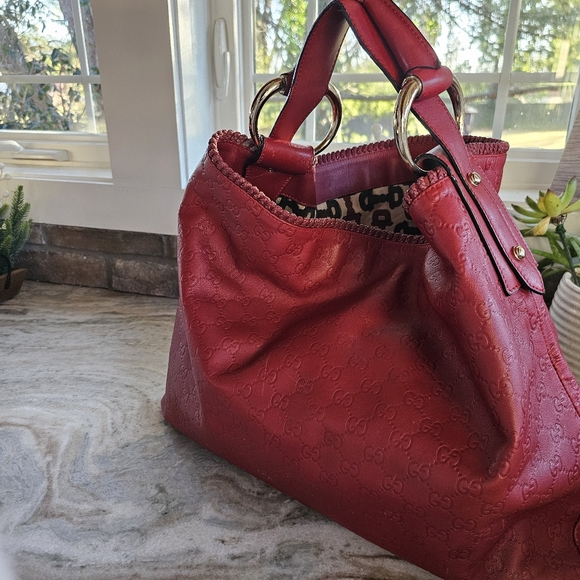 GUCCI Guccissima Large Horsebit  Hobo in Red ❤️ - Picture 9 of 16